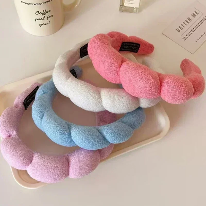 

Autumn New Candy Colored Cloud Makeup Bubble Towel for Girls Fluffy Vintage Headband Soft Headband Women's Headwear 헤어밴드