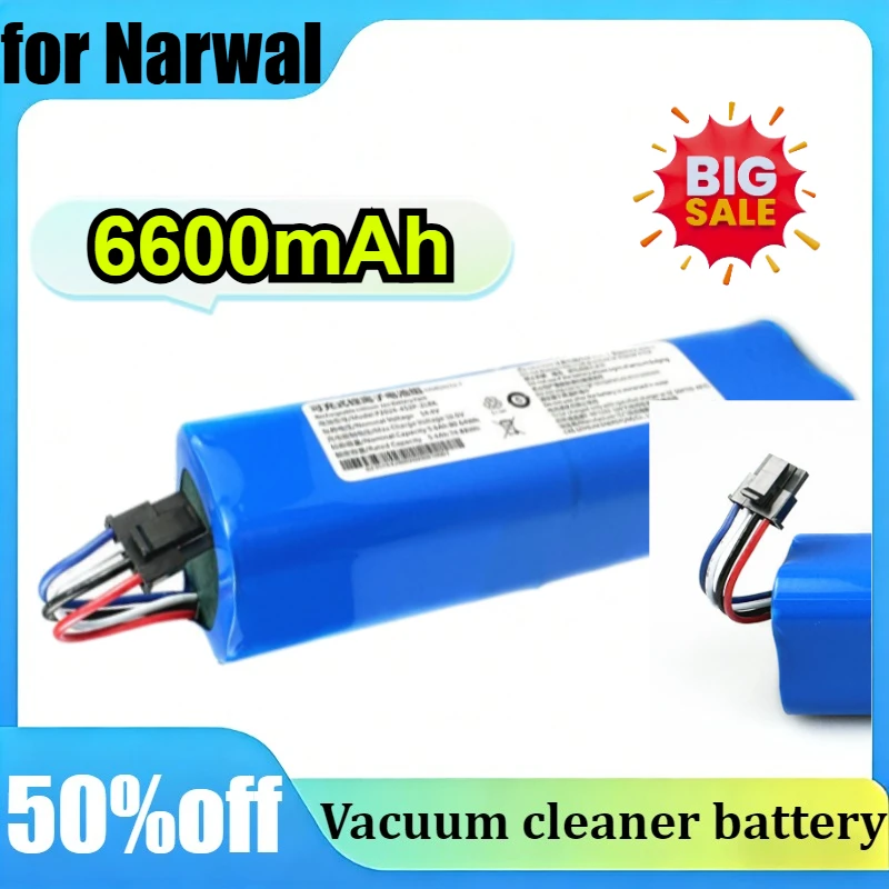 

14.4V/14.8V 5200mAh 6600mAh for Narwal J3 J4 YJCC012 YJCC015 Robot Vacuum Cleaner Rechargeable Li-ion Battery