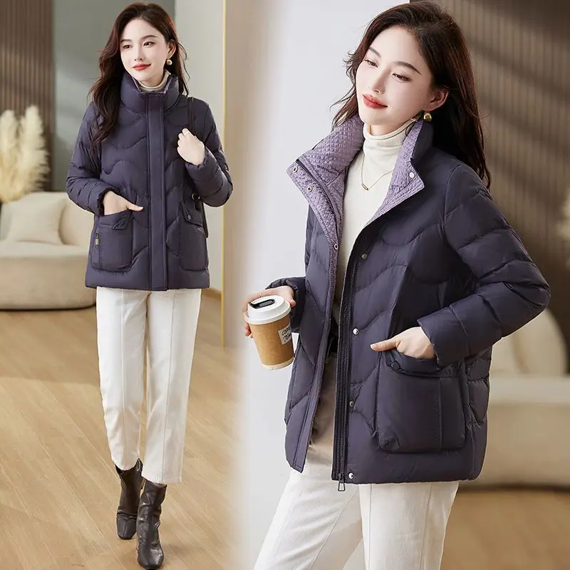 Middle-Aged Elderly Women Winter Padded Cotton Clothes Mother New Fur Collar Cotton- Keep Warm Ladies Jacket LX429