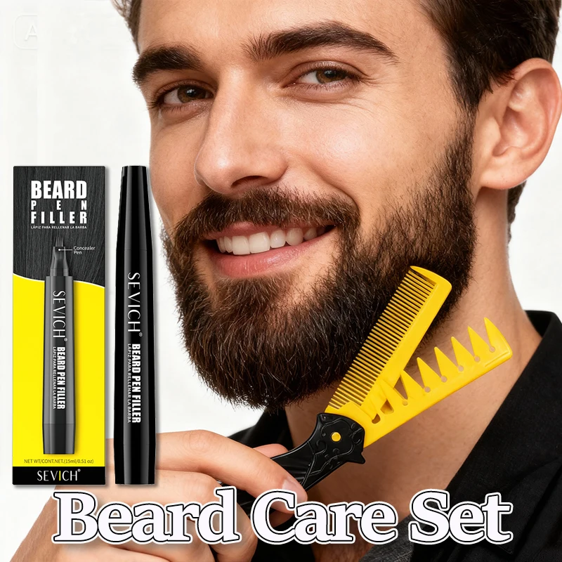 

Набор для укладки бороды, ручка-наполнитель для бороды с кистью, водонепроницаемая для мужчин, ручка для усов, щетка для укрепления бороды, инструменты для окрашивания бороды