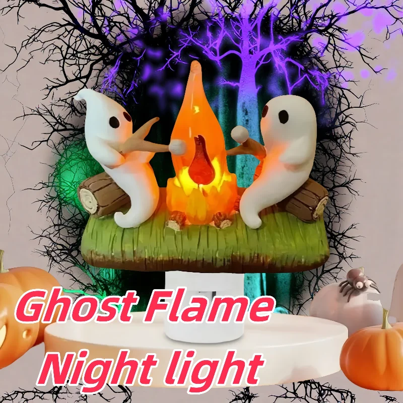 

Halloween ghost burning flame night light Bedside sleeping atmosphere switch socket light