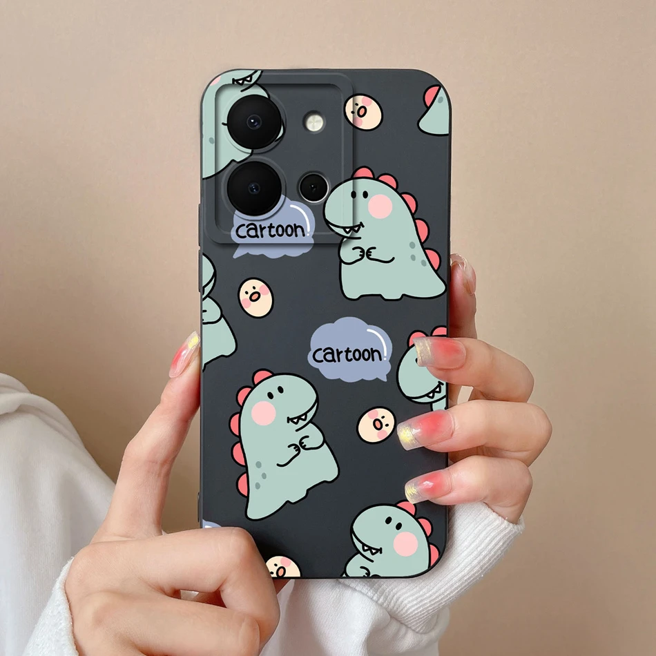 For Vivo Y36 4G 5G Case Dinosaur Soft Smooth Liquid Silicone Full Protection Anti Choc Phone Shell For Vivo Y 36 VivoY36 Cover