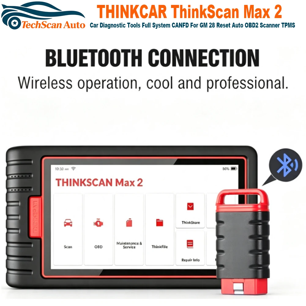 [Lifetime Free Update] THINKCAR ThinkScan Max 2 Car Diagnostic Tools Full System CANFD For GM 28 Reset Auto OBD2 Scanner TPMS