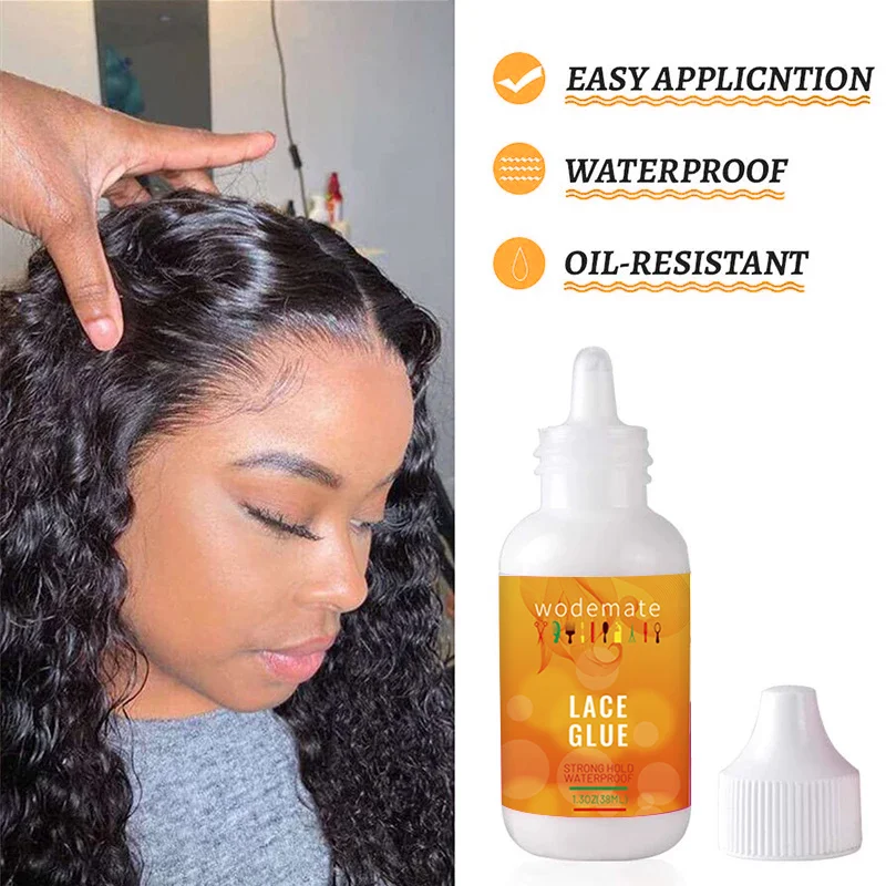 Lace Glue para Lace Front Perucas Impermeável Wig Glue Strong Hold Transparente Lace Adhesive and Remover Set + Wax Stick para Cabelo