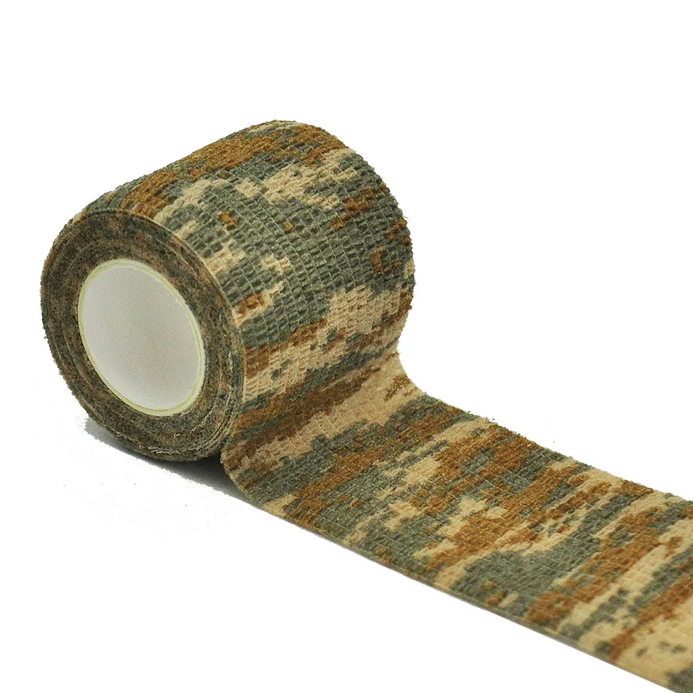 Camuflagem Elastic Wrap Tape, fita do exército, impermeável, durável, auto-adesivo, atadura elástica, caça ao ar livre