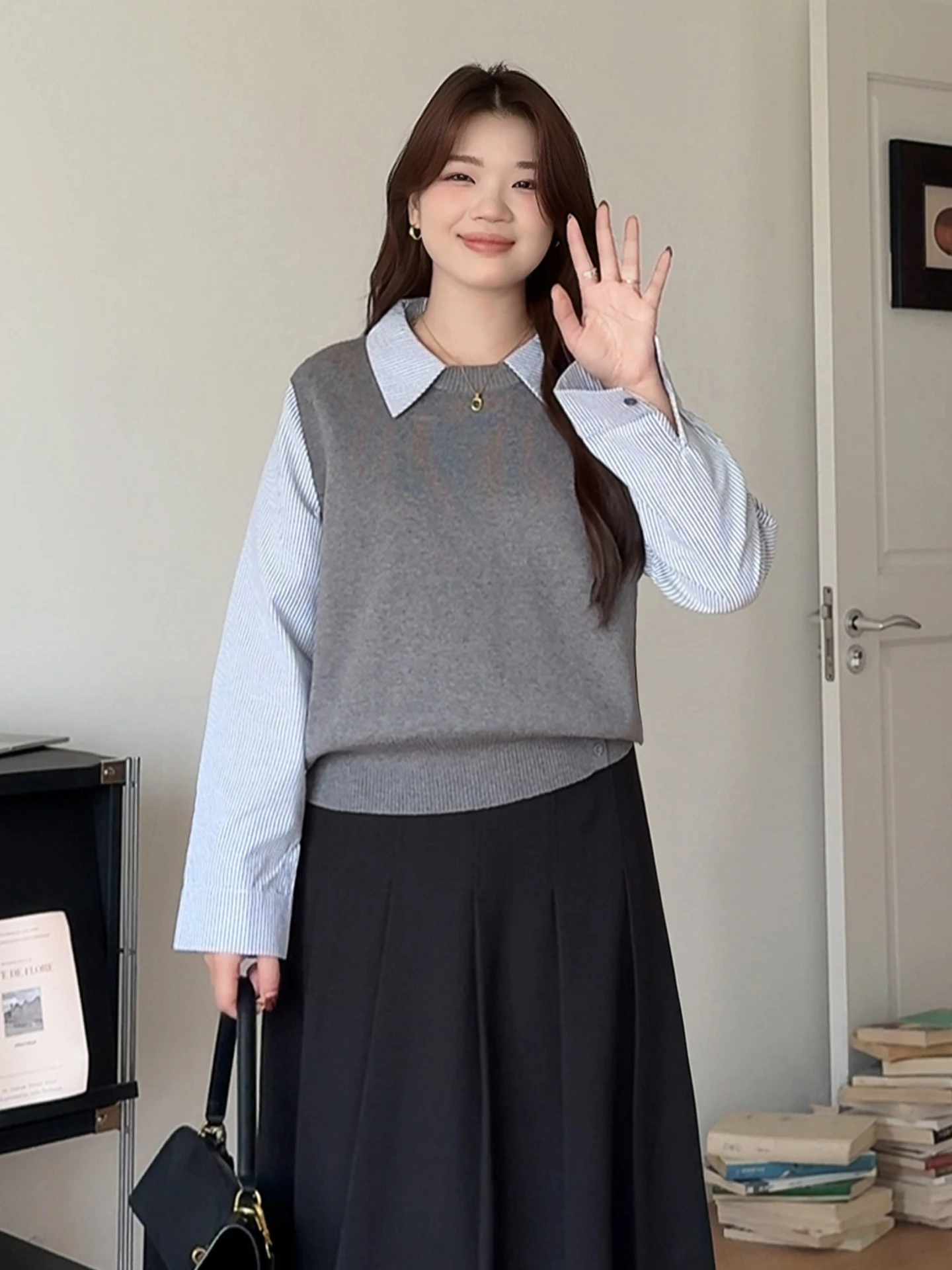 

Вязаный жилет больших размеров irt Top, корейский свободный крой, высокая талия, длинный све, приятный для кожи, дышащий, осенне-зимний, модный