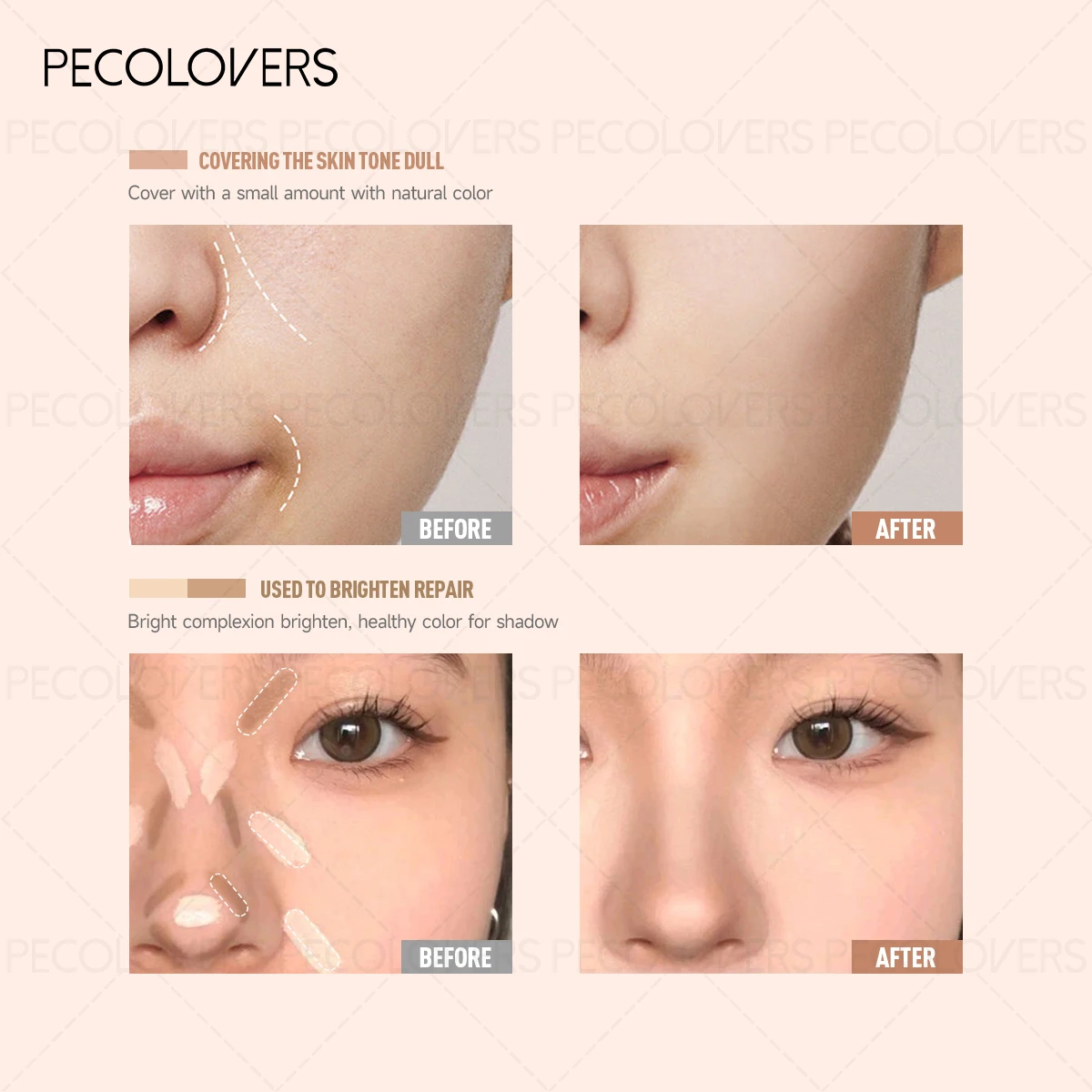 คอนซีลเลอร์ 3-in-1 ติดทนนาน 1 ชิ้น - สูตรครีมเนื้อเนียน ปรับผิวให้กระจ่างใส ผสมกันได้ ใช้เป็นของขวัญคริสต์มาส/ฮาโลวีนที่สมบูรณ์แบบ