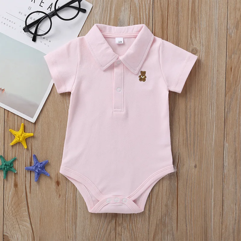 Newborn Baby Romper 0-12 Months 2023 Summer Solid 3 Colours Polo Infant Babe Boy Girl Clothes Jumpsuit New Born Bebies Roupas