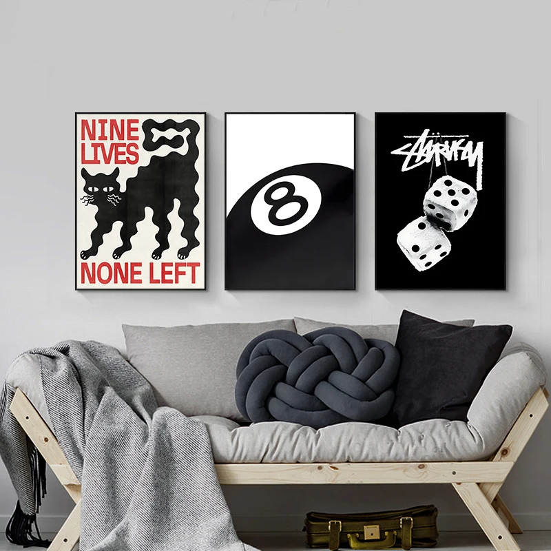 Peintures sur toile d'art noir et blanc, affiches du Club Bilad, peintures murales conçues pour les Salons, les Salons et les Décorations