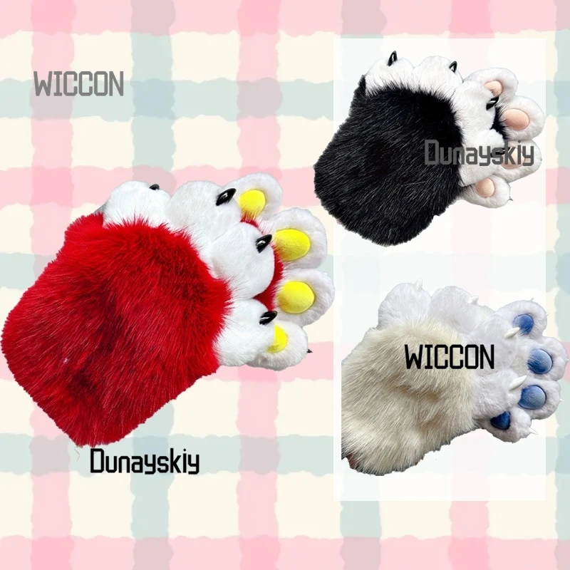 

Beast Hand Gloves Plush Thick Warm Gloves Cute Cat Claw Meat Mat Cosplay Costumes Accessories Cool Furry Fursuit Halloween