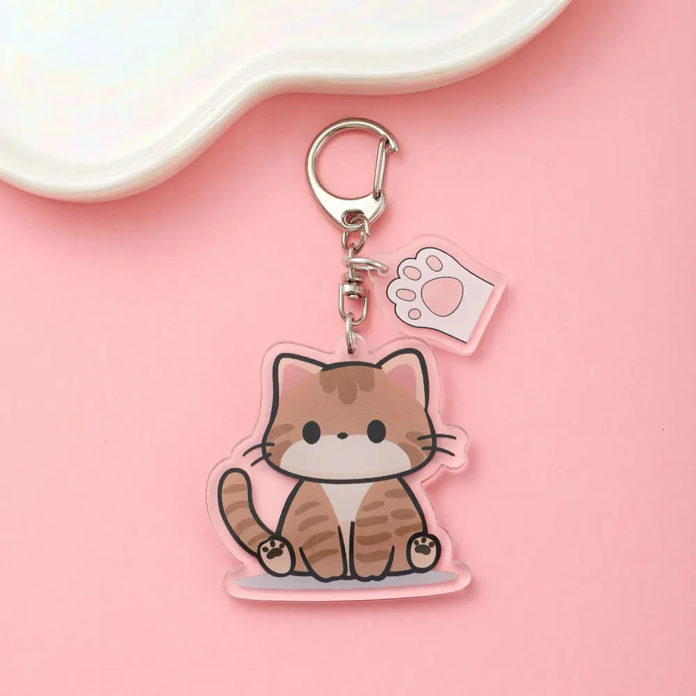 1/9Pcs Cartoon Pet Cat Lover Acrylic Car Keychain Cute Backpack Pendant Funny Bag Charms Accessories Decoration Holiday Gifts