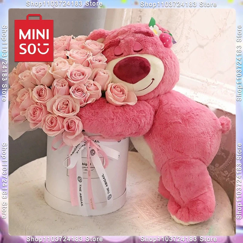 

Miniso История игрушек Lotso милый медведь клубника диван плюшевая подушка мягкие игрушки для детей девочек друзей праздники подарок на день рождения 90 см