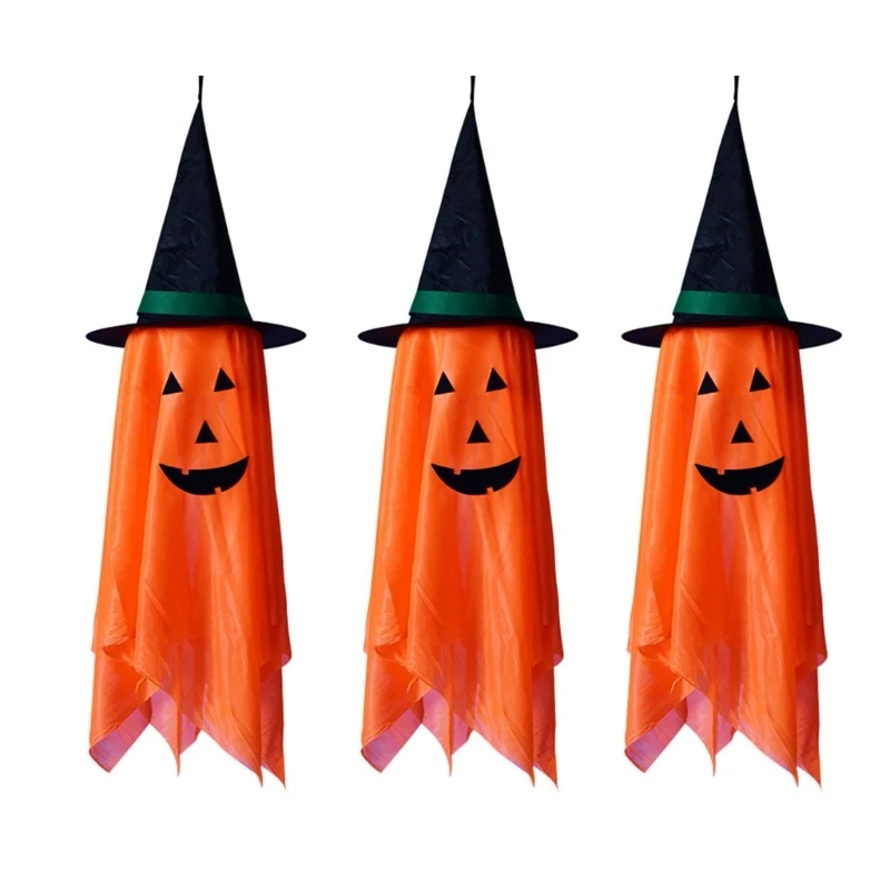 SZWA Set of 3 Festives Halloween Pumpkin Hangings for Door Colorful Window and Wall Festives Decoration Practical Party Props