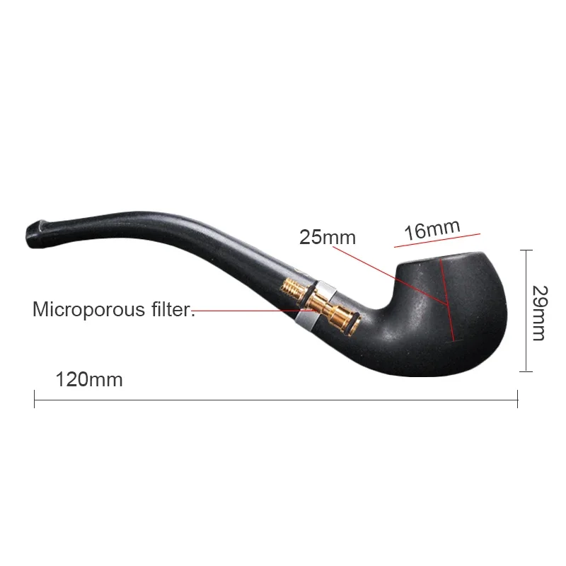 Handheld Tobacco Pipe Wooden Bent Pipe Smoking Filter Herb Grinder Portable Cleaning Smoke Pipe Cigarette Accessories Men\'s Gift