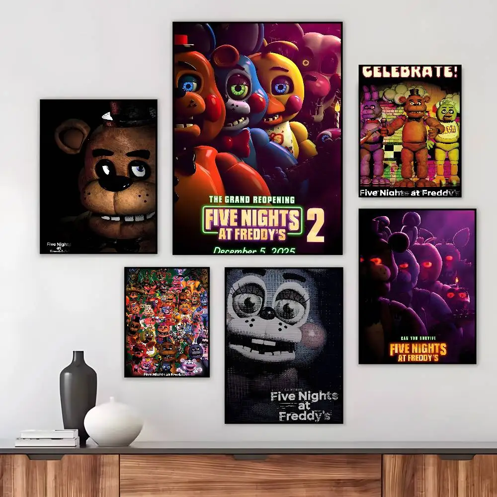 Fnaf Five-Nights-At-Freddys Classic Poster Art HD Canvas Advanced Aesthetic Printing Paper Wall Art for Living Room Home Decor