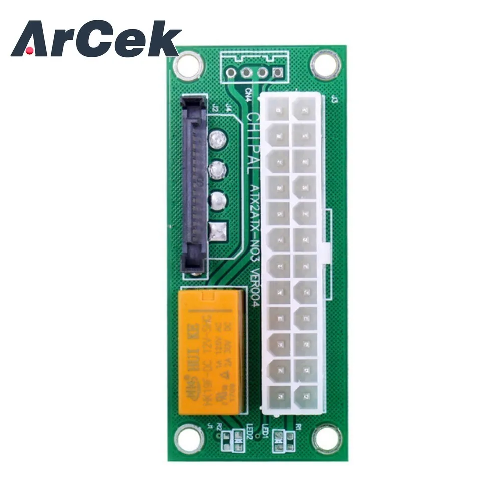 Adaptador de conector de fuente de alimentación ATX a SATA Molex 24pin 24P, relé Triple Add2PSU, tarjeta de Cable extensor de arranque sincrónico de sincronización