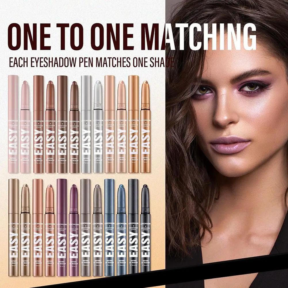 Ombretto monocromatico Stick Waterproof Lasting Highgloss Matte Eyeliner Pearlescent Eyeshadow sdraiato Silkworm Makeup Pen V9j2