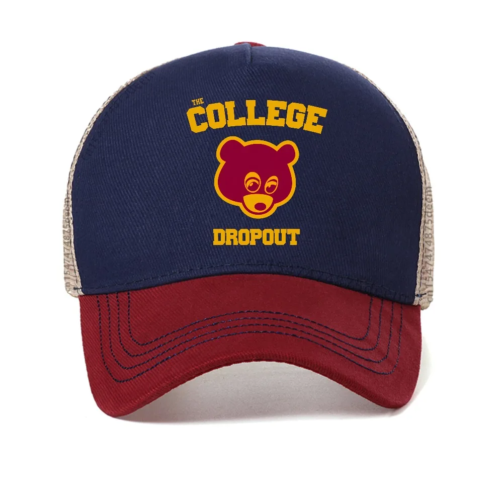 The College Dropout print mesh baseball cap Fashion casual Vintage Style sun hat summer adjustable Cool Snapback hats 2