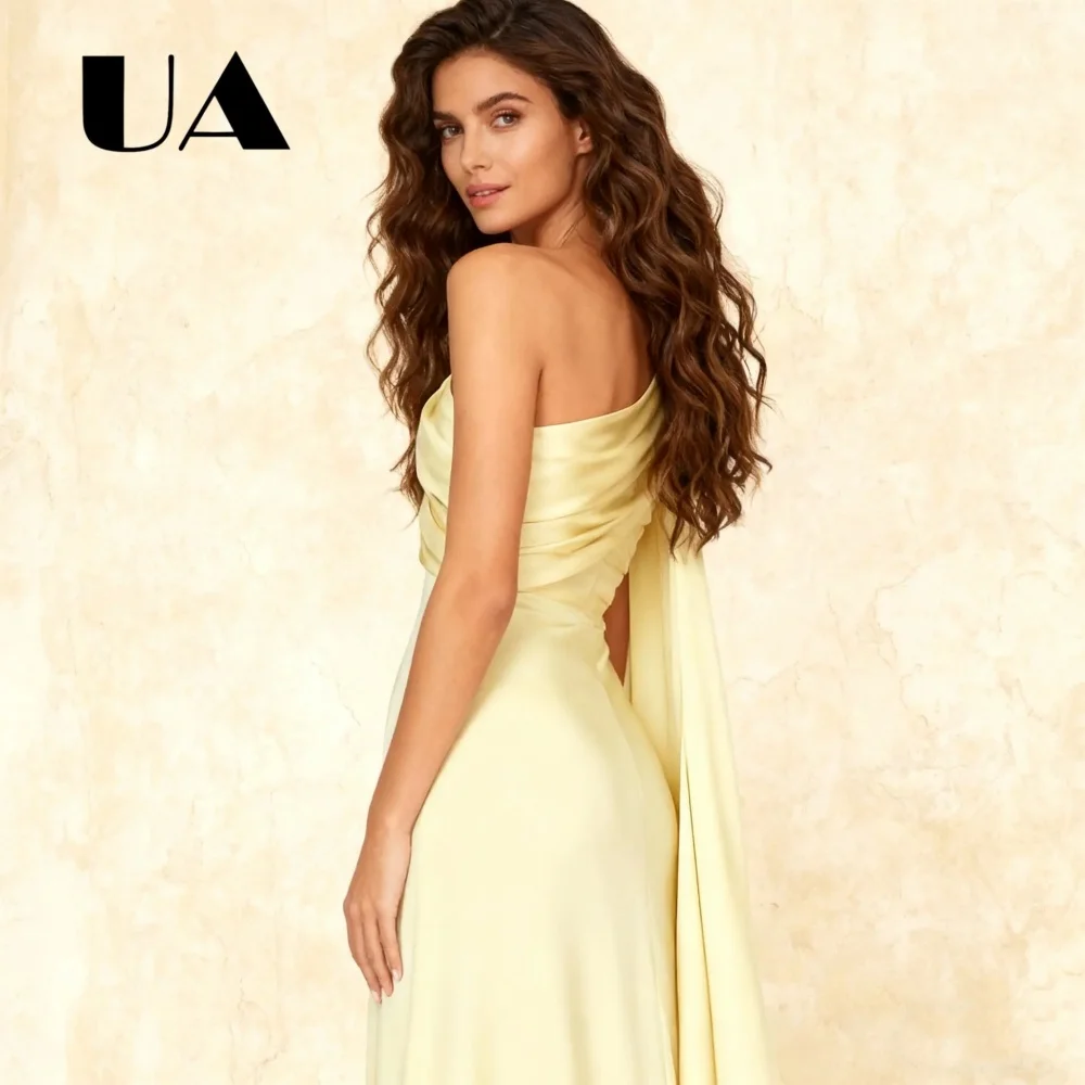 

Modern Long Sheath Prom Dress,Tailored Size Solid Diagonal Collar Evening Dresses for Women, Modest Party Gown with One Shoulder