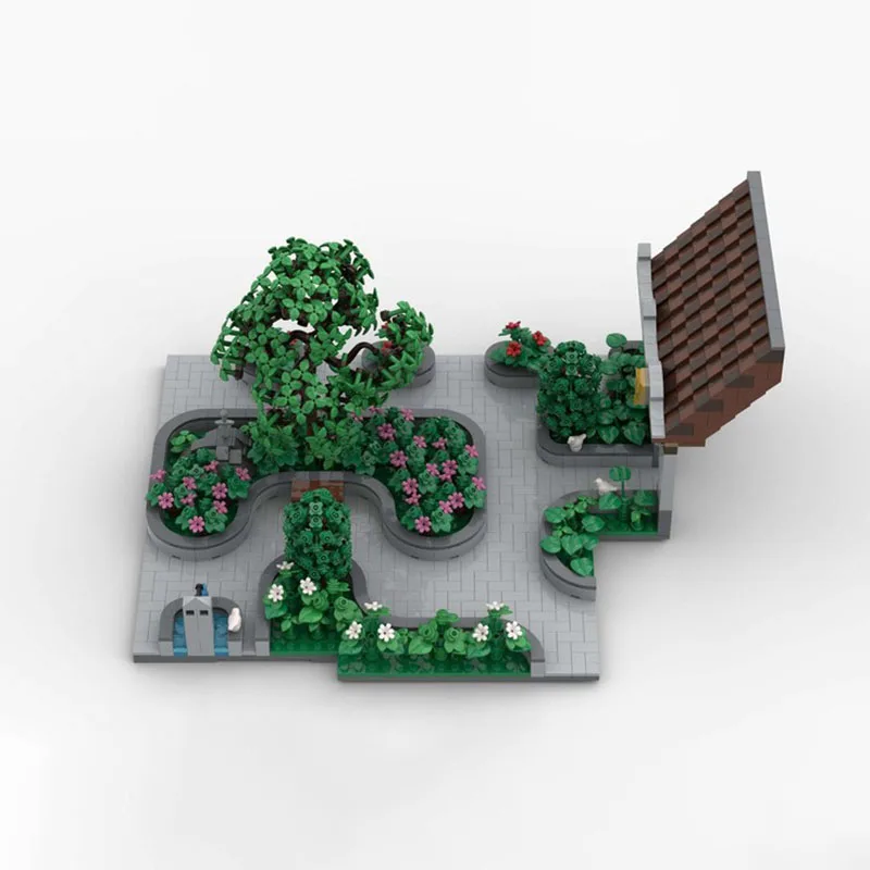 Moc Bouwstenen Modulair H20 Paleis Binnenplaats Met Park En Fontein Technologie Blokken Kerst DIY Speelgoed Bouwgeschenken