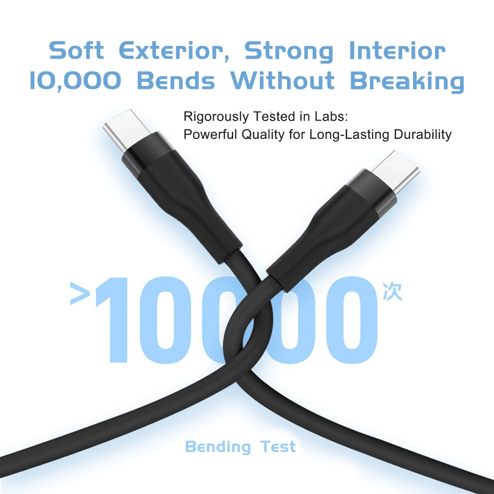 Cavo corto da USB C a USB C, cavo di ricarica portatile di tipo C Cavo di ricarica rapido in silicone liquido per iPhone 17/16, Samsung Galaxy S21