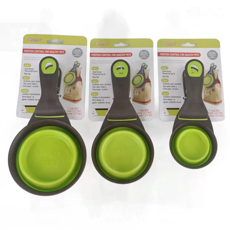 

Folding Silicone Pet Bowl with Food Spoon Clip Matcha Pink Dog Feeding Water Bowl Measuring Cup Small Medium Large Sizes in