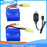 7.4V 600mAh 15C Li-ion Battery with Mini Tamiya Plug Replacement for UDI001 H100 H102 and SKYTECH TKKJ H106 H110 H112 RC Boat