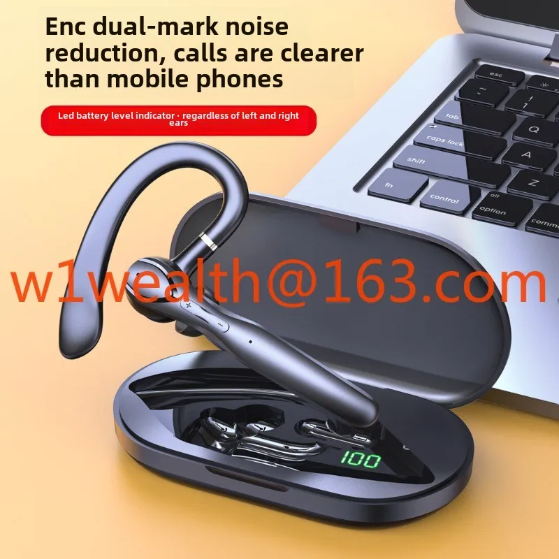 Universal high-end sound quality noise reduction business wireless bluetooth headset single ear long battery life hanging ear