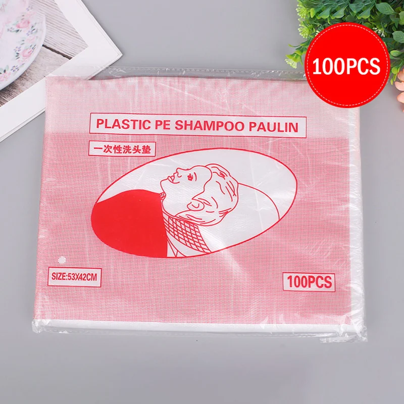 100Pcs Disposable Hair Salon Shampoo Cape Waterproof Hair Washing Cleaning Shawl Pad Cover