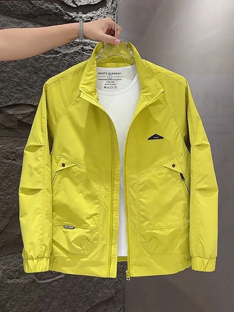 Faionable العصرية الرجال الوقوف طوق Jaet ربيع الخريف جديد Sle ملابس العمل الذكية غير رسمية ملابس خارجية النسخة الكورية يندبروف