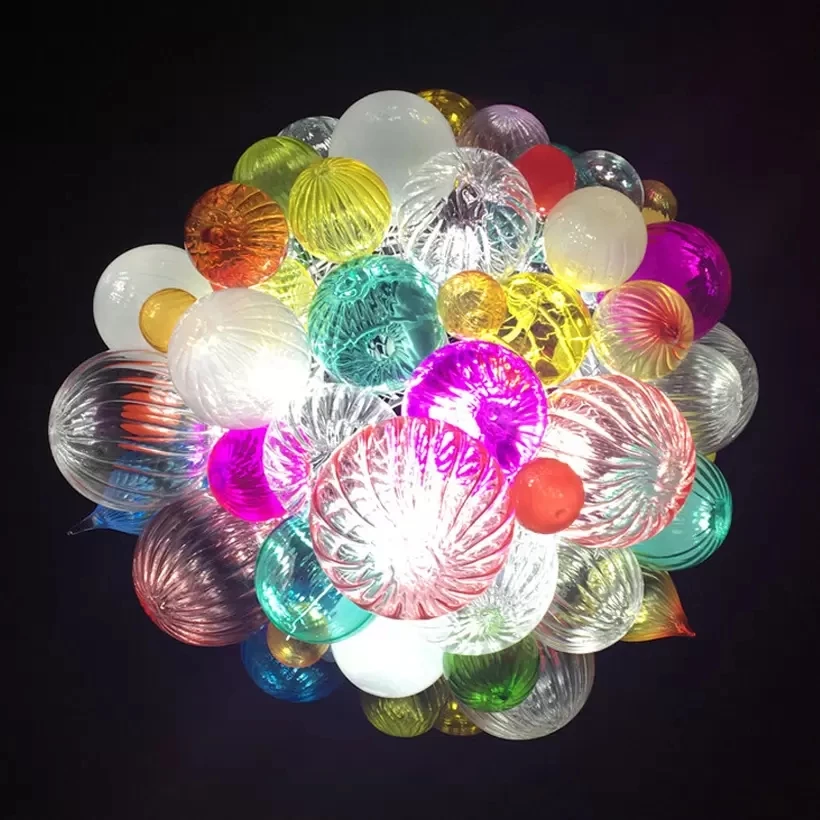 Handmade Mblown Glass LED Chandelier, Bonito e Luxo, Iluminação Interior, Sala de estar e Iluminação Doméstica, 100%