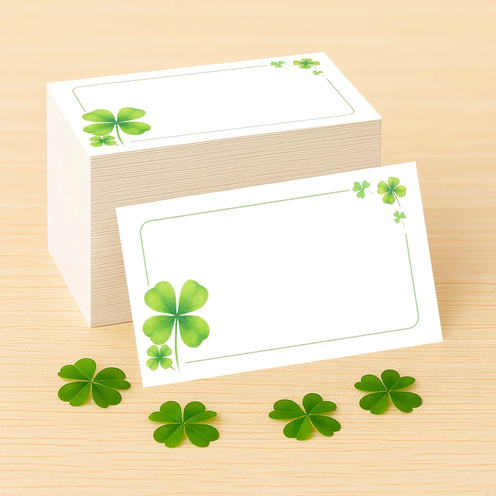 

20 Pcs Minimalist Clover Blank Cards 3.5x2 Inch White Portable - St. Patrick's Day Wedding Gift Tag Message Card Teacher Gift