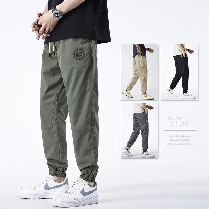 

2024 Summer Cool Ultra-thin Men's Baggy Casual Pants American work clothes Pants Drawstring Elastic Waist Male Brand Trousers