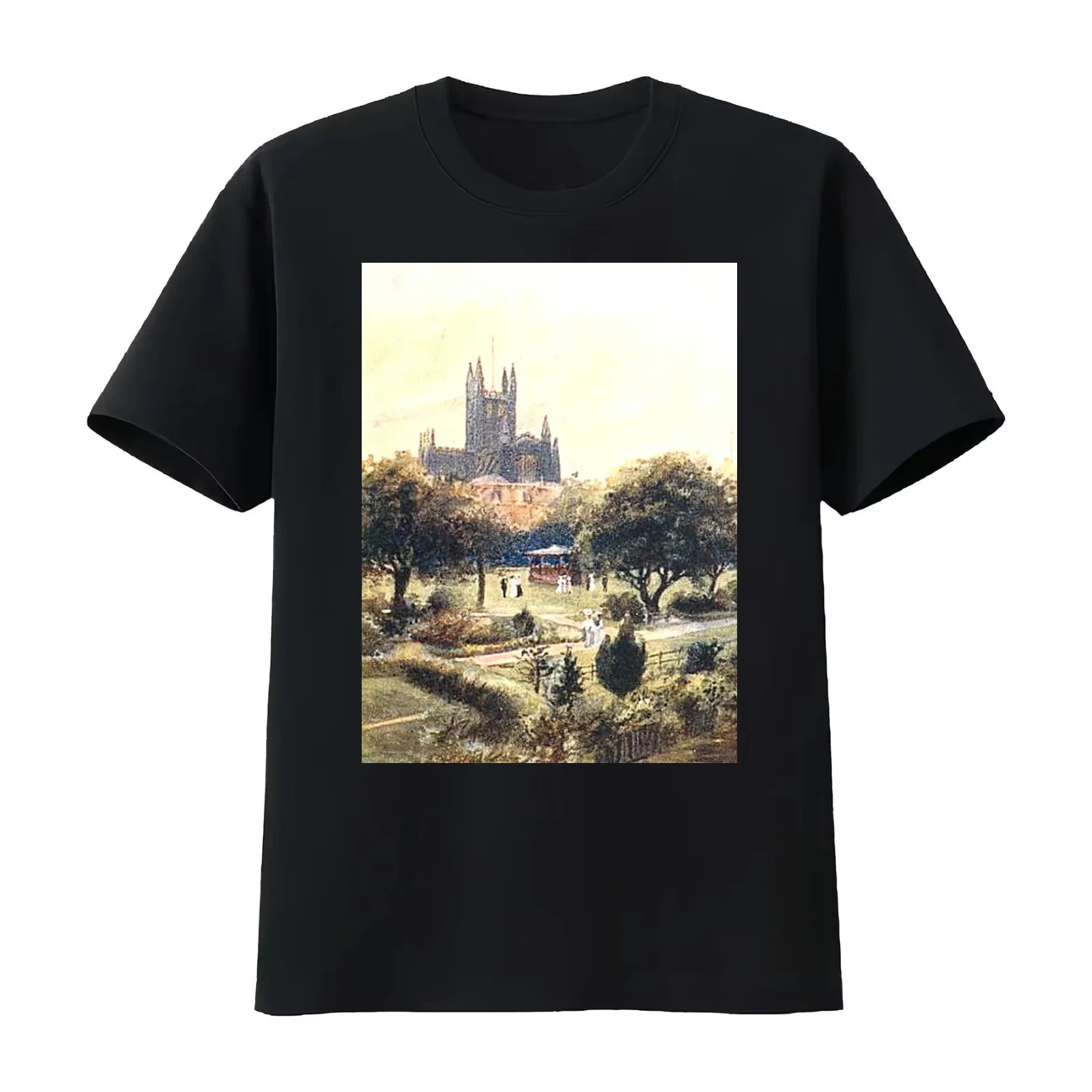 Bath Cathedral from North Parade Bridge Bath Somerset England T-Shirt Summer Casual Cotton Tee Oversized Streetwear Tops
