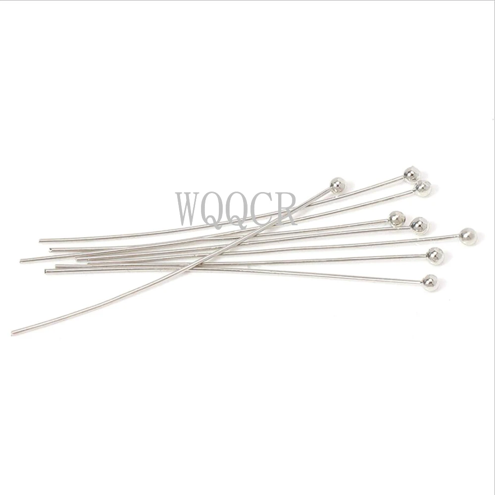 100pcs/lot 16 20 25 30 40 45 50mm Silver Color Metal Ball Head Pins for Diy Jewelry Making Head Pins Findings Dia 0.5mm Supplies