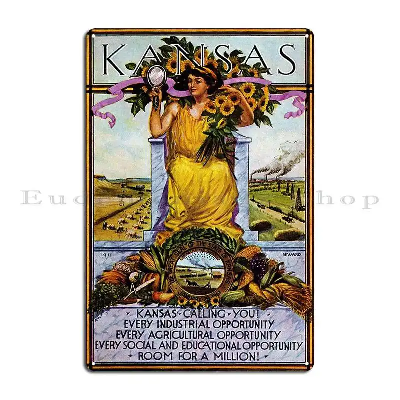 Kansas Calling Metal Sign Sign Wall Plaque Decoration Pub Designs Tin Sign Poster