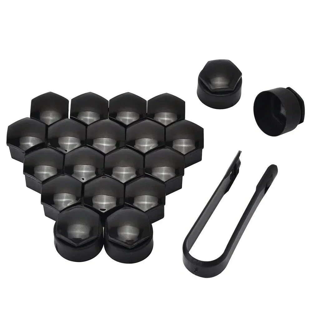 20 Pcs Nut Cap Gloss Black Alloy Wheel Nut Bolt Covers Cap Universal-Set For Any Car ABS Plastic Black 22 Mm X 18 Mm Wear Parts