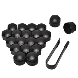 20 Pcs Nut Cap Gloss Black Alloy Wheel Nut Bolt Covers Cap Universal-Set For Any Car ABS Plastic Black 22 Mm X 18 Mm  Wear Parts