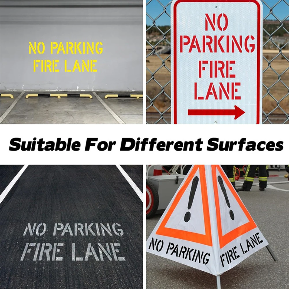 No Parking Fire Lane Stencil for Asphalt Concrete Pavement Foldable Design for Multi-Surface Parking Lot Marking