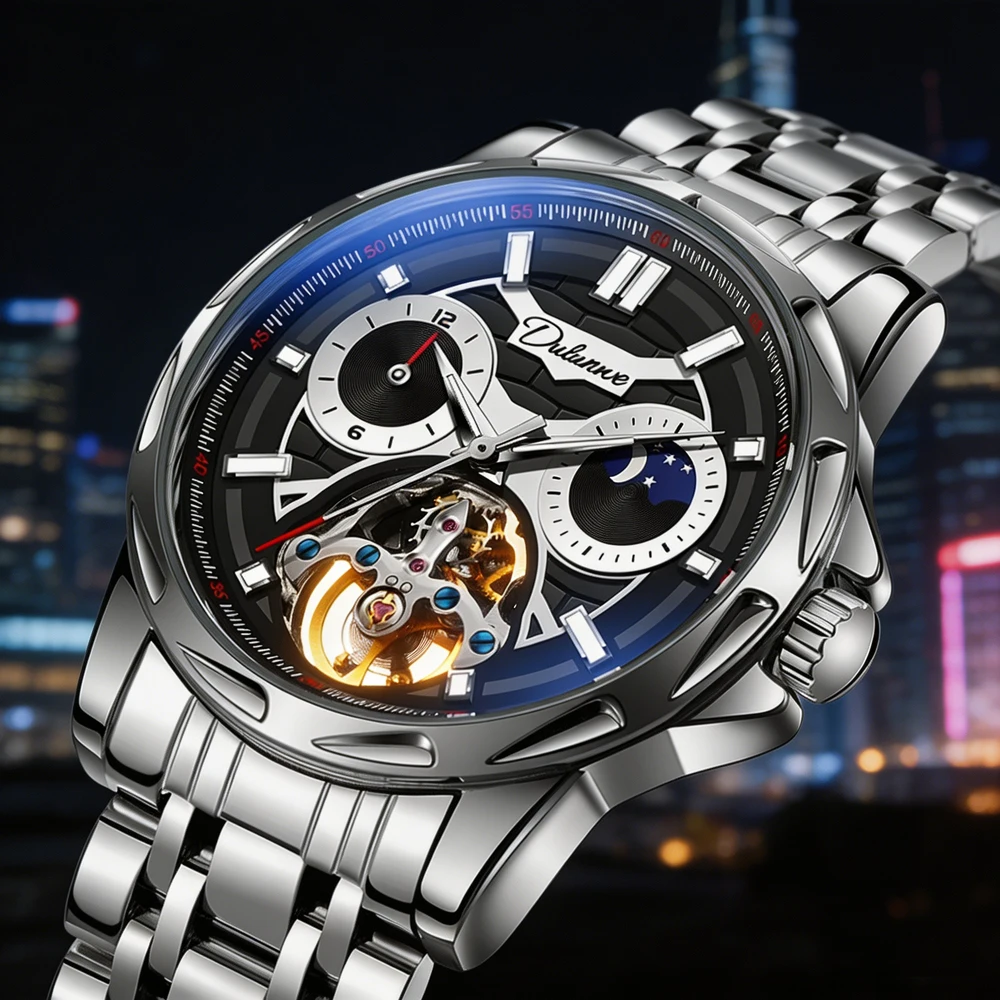 

Top Brand Luxury Tourbillon Mechanical Wristwatch Men Casual Business Men Watch Waterproof Luminous Fashion Automatic Watch Men