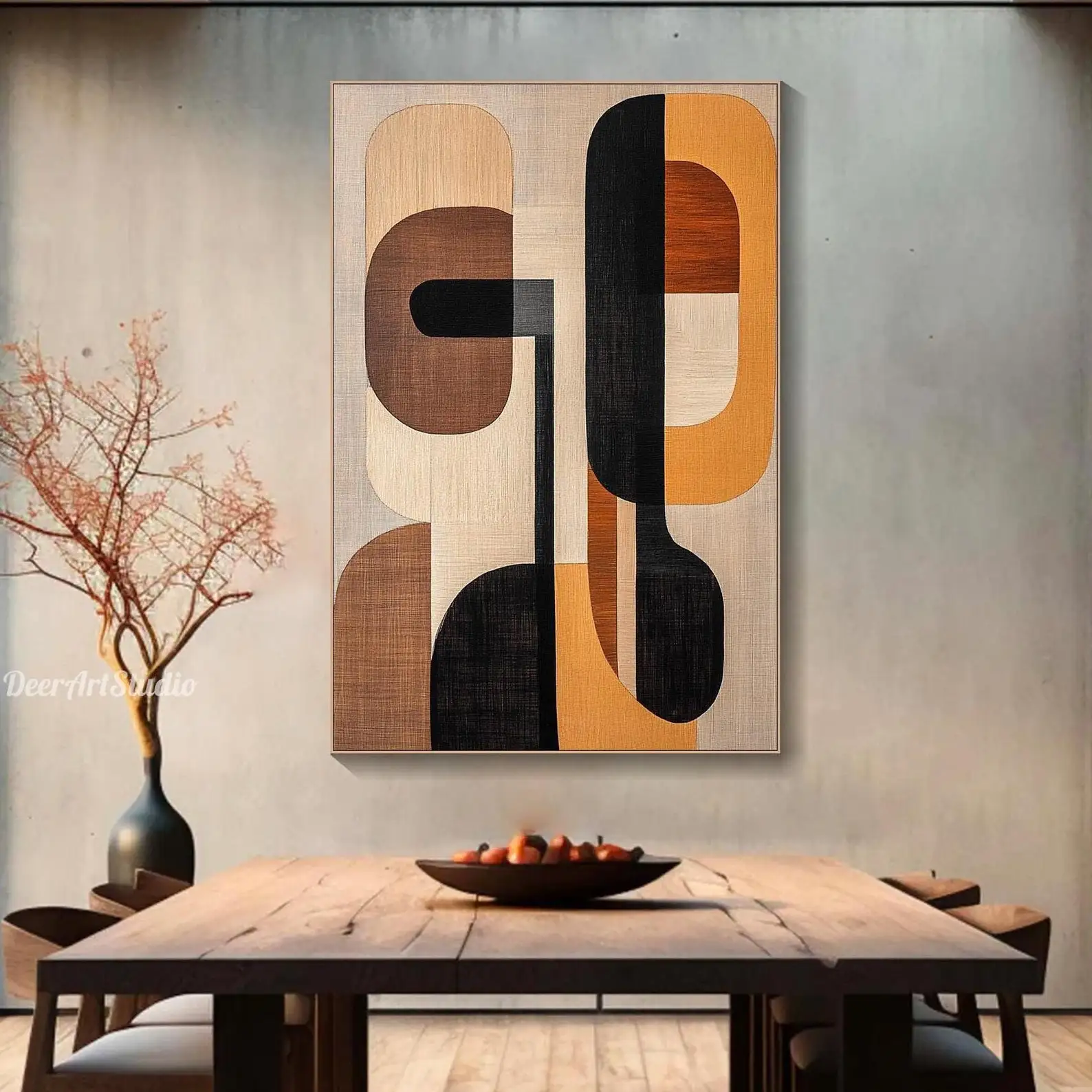 

Оригинальная картина Mhemyo в стиле Mid-Century Modern: геометрический узор, ручная роспись на холсте, минималистичный текстурный дизайн в стиле Ваби-Саби, настенное искусство для домашнего декора