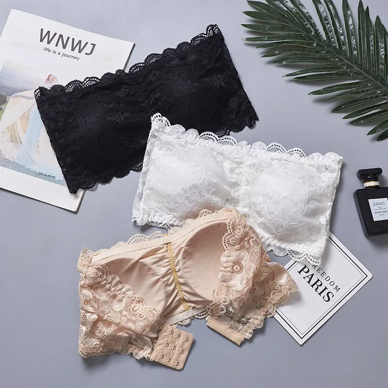 

Lace Invisible Strapless Bras Women'S Solid Wrapped Chest Sexy Tube Top Underwear Female Beautiful Tank Top Seamless Crop Top
