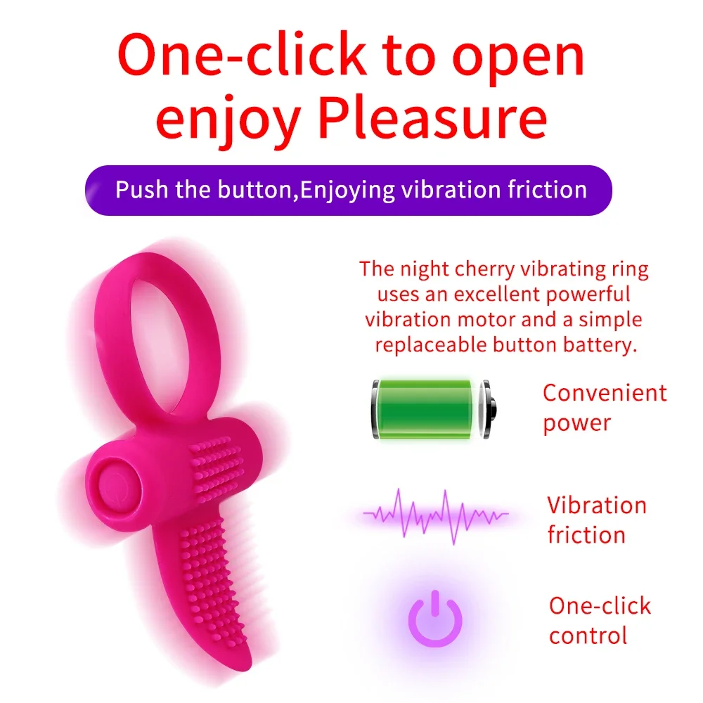 1pc Vibration Penis Ring Men Delay Ejaculation Bondage Gear Intense Clit Stimulation Cock Ring Vibrators for Couple Sex Toy