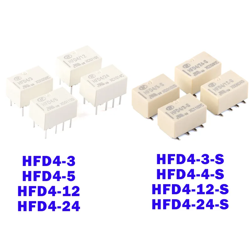 

20PCS Signal Relay HFD4 2A 8Pin SMD/DIP Relay 3V 4.5V 5V 12V 24V DC HFD4-V/5V HFD4/12V -S HFD4/3V -S HFD4/3 4.5 5 12 24-S