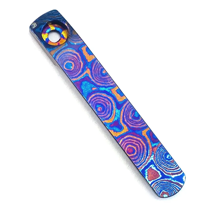 CNC Timascus Made Damascus Pattern Titanium Pocket Clip Clamp for Spyderco Para 3 Sage5 LW Lightweight Dragonfly SpydieChef Sire