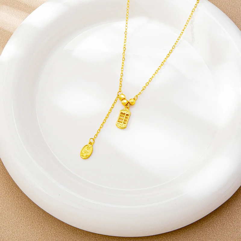 

Модное ожерелье-подвеска «Облако» в стиле «Дворцовый абакус» для женщин, позолоченное, с кисточкой и бусинами, на удачу, благополучие и процветание