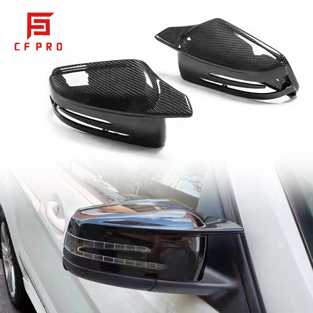 

Car Real Carbon Fiber OX Horns Type Rearview Rear View Mirror Cover Replacement For Mercedes-Benz CW204 claw117 W212