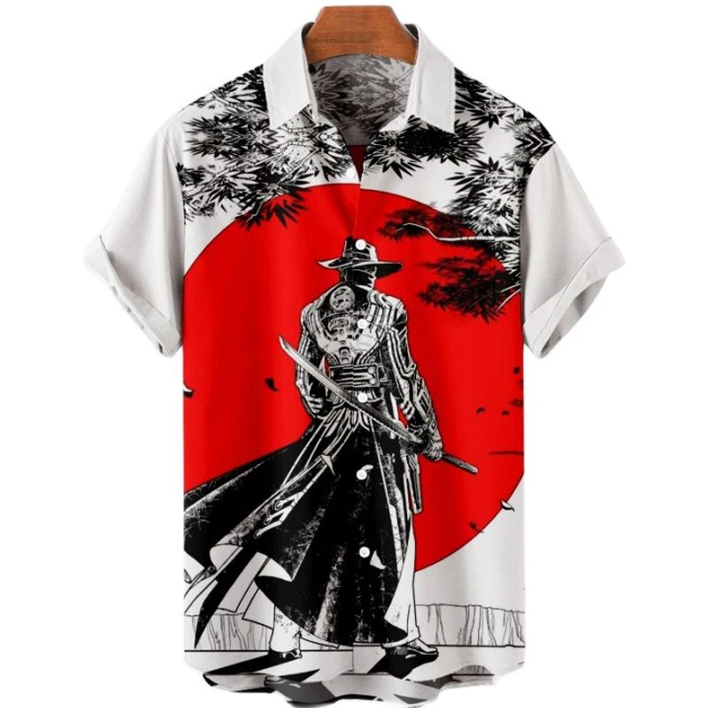 Summer Japanese Samurai 3D Printed Hawaiian Beach Shirts Men Women Casual Fashion Streetwear Short Sleeve Shirt Man Tops Blouse