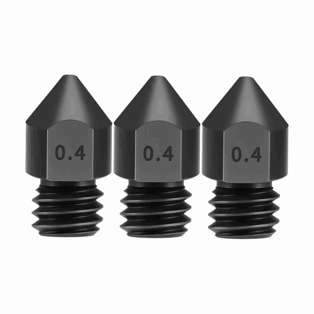 3pcs 0.4mm/0.6mm/0.8mm Hardened Steel Nozzles 1.75mm Filament Hotend Compatible MK8 Nozzle 3D Printer Nozzles 3D Printing Use