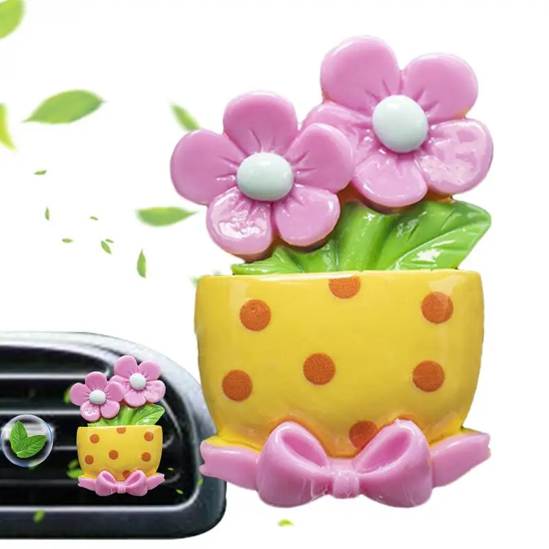 Car Fragrance Vent Clip Potted Flower Perfume Diffuser Clip Decor Automatic Emission Vehicle Interior Decoration For RVs Trucks